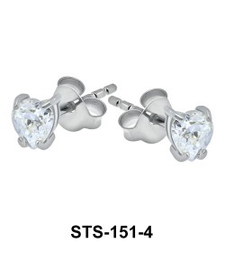 CZ Heart 4mm. Stud Earrings STS-151-4